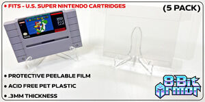 5 Cartridge Protectors for Super Nintendo SNES Cart Game Clear Display Case